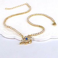 Fashion Eye Copper Gold Plated Zircon Pendant Necklace 1 Piece main image 2