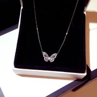 Mode Schmetterling Kupfer Überzug Künstlicher Diamant Zirkon Halskette Mit Anhänger 1 Stück main image 7