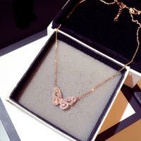 Mode Schmetterling Kupfer Überzug Künstlicher Diamant Zirkon Halskette Mit Anhänger 1 Stück main image 4