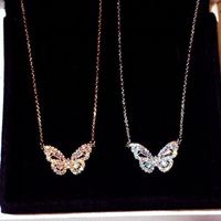 Mode Schmetterling Kupfer Überzug Künstlicher Diamant Zirkon Halskette Mit Anhänger 1 Stück main image 6