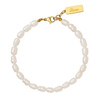 Elegant Brief Titan Stahl Perlen Künstliche Perlen Armbänder main image 6