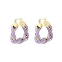Nihaojewelry Jewelry Wholesale Candy Color Imitation Leather U-shaped Twisted Earrings sku image 1