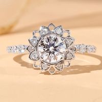 Fashion Flower Copper Inlay Zircon Rings 1 Piece main image 1