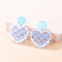 Sweet Lattice Heart Shape Arylic Printing Women's Drop Earrings 1 Pair main image 5