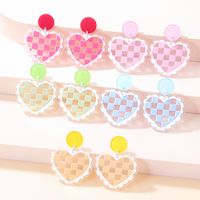 Sweet Lattice Heart Shape Arylic Printing Women's Drop Earrings 1 Pair main image 6
