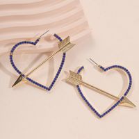 Fashion Heart Shape Arrow Alloy Hollow Out Inlay Rhinestones Women's Earrings 1 Pair sku image 2