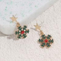 1 Pair Cute Christmas Socks Bell Snowman Inlay Alloy Rhinestones Drop Earrings main image 8