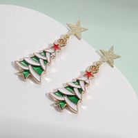 1 Pair Cute Christmas Socks Bell Snowman Inlay Alloy Rhinestones Drop Earrings main image 6