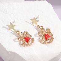 1 Pair Cute Christmas Socks Bell Snowman Inlay Alloy Rhinestones Drop Earrings main image 2