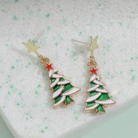 1 Pair Cute Christmas Socks Bell Snowman Inlay Alloy Rhinestones Drop Earrings sku image 3