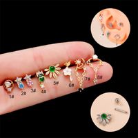 Fashion Flower Metal Plating Inlay Zircon Ear Studs 1 Piece sku image 4