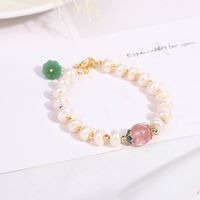 Simple Style Four Leaf Clover Bee Imitation Pearl Alloy Beaded Rhinestones Bracelets 1 Piece sku image 4