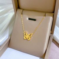 Elegant Butterfly Titanium Steel Plating Pendant Necklace main image 5