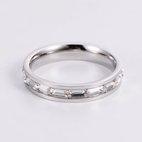 Elegant Glittery Stainless Steel Polishing Zircon Rings 1 Piece sku image 1
