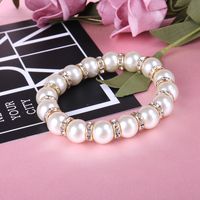 Mode Rond Alliage Perle Placage Incruster Strass Femmes Bracelets main image 3