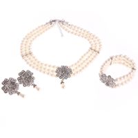 Fashion Flower Artificial Pearl Inlay Artificial Gemstones Women's Bracelets Earrings Necklace main image 4