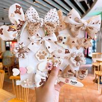 Cute Animal Heart Shape Bow Knot Cloth Hair Clip 1 Set main image 2