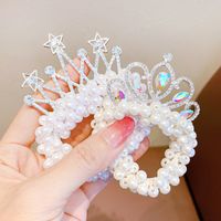 Style Simple Couronne Alliage Strass Perle Élastique main image 4