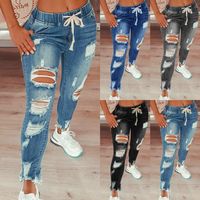 Women's Daily Casual Solid Color Full Length Ripped Jeans main image 1