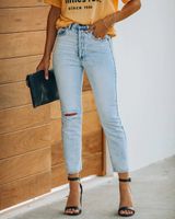 Women's Daily Casual Solid Color Ankle-length Ripped Jeans sku image 2