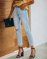 Women's Daily Casual Solid Color Ankle-length Ripped Jeans main image 2