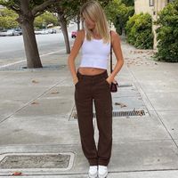 Women's Daily Fashion Solid Color Full Length Pocket Casual Pants main image 3