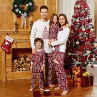 Retro Weihnachtsbaum Elasthan Drucken Hosen-sets Gerade Hosen Familie Passenden Outfits sku image 11