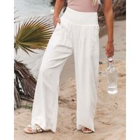 British Style Solid Color Polyester Full Length Wide Leg Pants main image 5