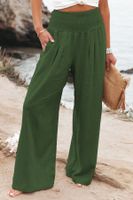 British Style Solid Color Polyester Full Length Wide Leg Pants main image 3
