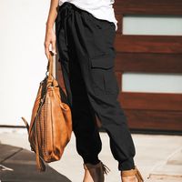 Femmes Du Quotidien Décontractée Couleur Unie Toute La Longueur Poche Pantalon Cargo main image 3