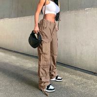 Women's Daily Fashion Solid Color Full Length Multiple Pockets Cargo Pants main image 3