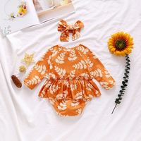 Casual Leaf Printing Cotton Baby Rompers main image 5