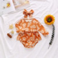 Casual Leaf Printing Cotton Baby Rompers sku image 5