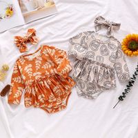 Casual Leaf Printing Cotton Baby Rompers main image 1
