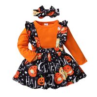 Fashion Pumpkin Printing Cotton Girls Clothing Sets main image 4