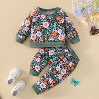 Pastoral Flower Printing Cotton Blend Baby Clothing Sets sku image 1