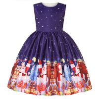 Christmas Princess Santa Claus Cotton Blend Girls Dresses sku image 15