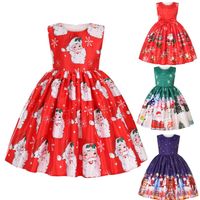 Christmas Princess Santa Claus Cotton Blend Girls Dresses main image 1