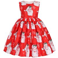 Christmas Princess Santa Claus Cotton Blend Girls Dresses sku image 13