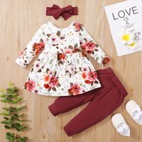 Fashion Flower Printing Polyester Girls Clothing Sets sku image 16