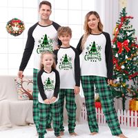Casual Christmas Tree Cotton Blend Pants Sets Straight Pants T-shirt Family Matching Outfits main image 1