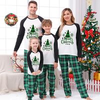 Décontractée Sapin De Noël Mélange De Coton Ensembles De Pantalons Pantalon Droit T-shirt Famille Des Vêtements Assortis main image 1