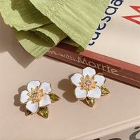 Sweet Flower Alloy Artificial Rhinestones Women's Ear Studs 1 Pair main image 6