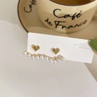 Sweet Heart Shape Alloy Artificial Pearls Women's Ear Studs 1 Pair main image 5