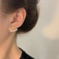 Sweet Heart Shape Alloy Artificial Pearls Women's Ear Studs 1 Pair main image 4