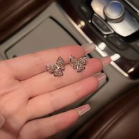 Cute Bow Knot Alloy Rhinestones Women's Ear Studs 1 Pair main image 3