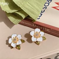 Sweet Flower Alloy Artificial Rhinestones Women's Ear Studs 1 Pair sku image 1