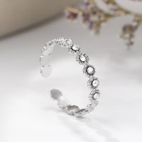 Fashion Solid Color Titanium Steel Plating Inlay Artificial Diamond Open Ring 1 Piece main image 4