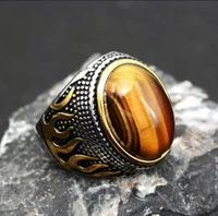 Retro Geometric Alloy Artificial Gemstones Men's Rings sku image 1