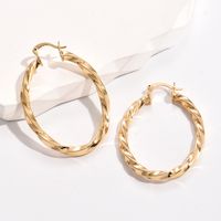 Simple Style Spiral Stripe Copper Gold Plated Hoop Earrings 1 Pair main image 1